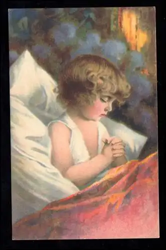 Kinder-AK Das Kind im Bett - Das Morgengebet, Verlag L.&.P., ungebraucht