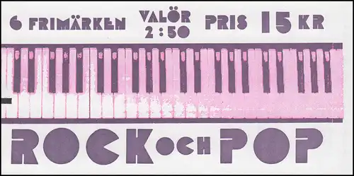 Markenheftchen 163 Musik in Schweden: Popmusik, mit Zählbalken (ZB) und FN 1 **