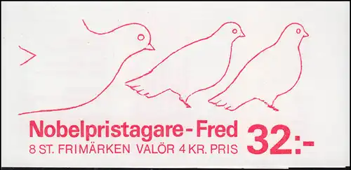 Carnets de marques 166 Prix Nobel de la paix, avec numéro de feuille (BZN) **