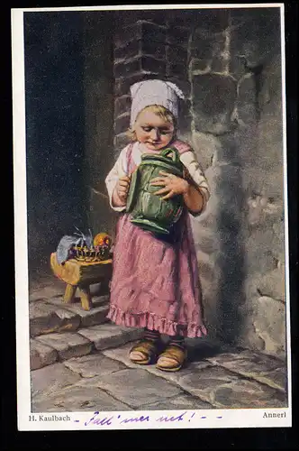 Enfants-AK H. Kaulbach: Fille avec pot vert, non utilisé