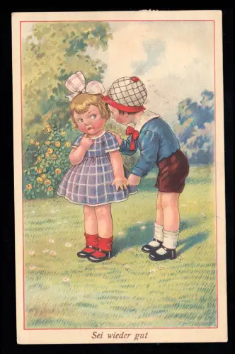 Enfants-AK Soyez de nouveau bon! - Fille pleurant et garçon réconfortant VIENNE 10.12.24