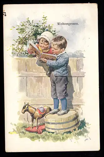 Enfants-AK Oublié dans le monde - Filles et garçons en lecture BÂCHE DE LONGE 30.10.13