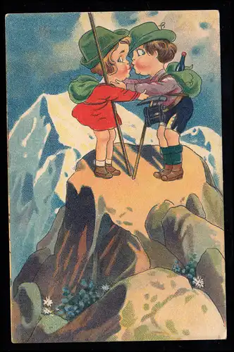 AK pour enfants Le baiser au sommet de la montagne, OSEK U DUCHCOVA / OSSEK À DUX 18.3.1936