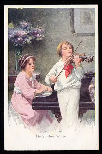 Enfants-AK chansons sans mots - joueuse de piano et violoniste, inutile