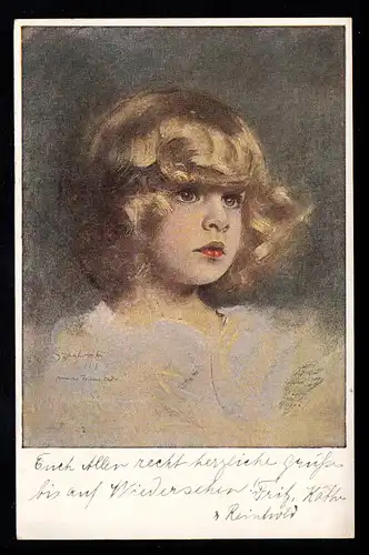 Kinder-AK Portrait: Mädchen mit blonden Haaren, O.G.Z.-L.-Verlag, beschriftet 