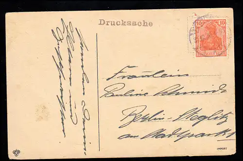 Kinder-AK Neujahr: Mädchen und Junge mit Korb und Blumen, 31.12.1920