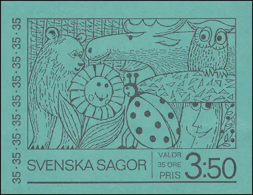 Carnet de marque 23 contes d'art suédois, avec miroir verk. FN 1, ** post-fraîchissement