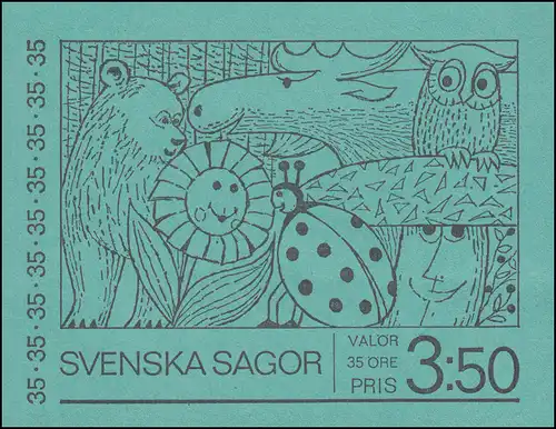 Markenheftchen 23 Schwedische Kunstmärchen, mit spiegelverk. FN 1, ** postfrisch