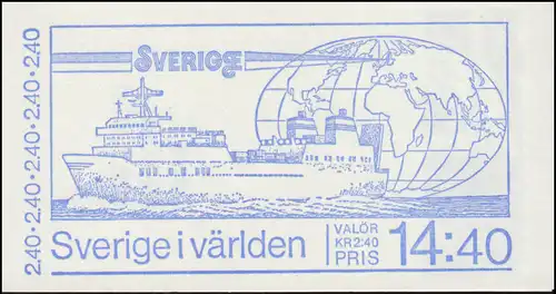 Markenheftchen 84 Schweden in der Welt - Technik, Kunst, Sport, FN 1 **