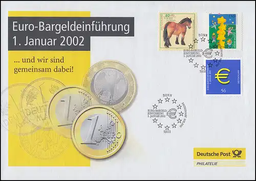 2234 Introduction de l'euro en espèces 2002 - Documentation avec SSt BONN 1.1.2002