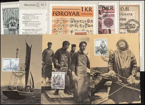 Danemark-Färöer Collection de cartes maximales numéro 1-15 de la poste (à partir de 1981) complète