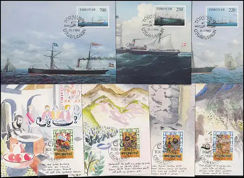 Danemark-Färöer Collection de cartes maximales numéro 1-15 de la poste (à partir de 1981) complète
