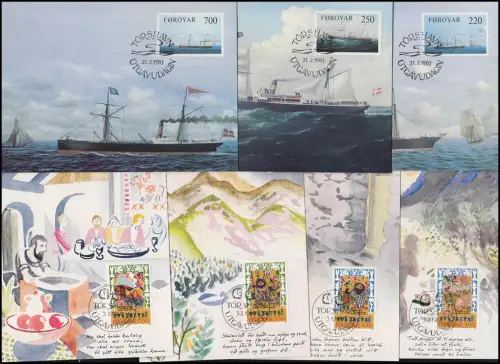 Danemark-Färöer Collection de cartes maximales numéro 1-15 de la poste (à partir de 1981) complète