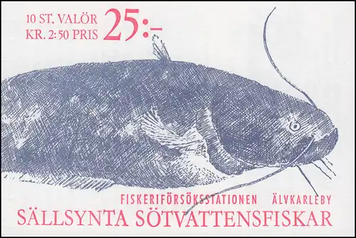 Markenheftchen 157 Natur: Süsswasserfische, mit Bogenzählnummer (BZN) **