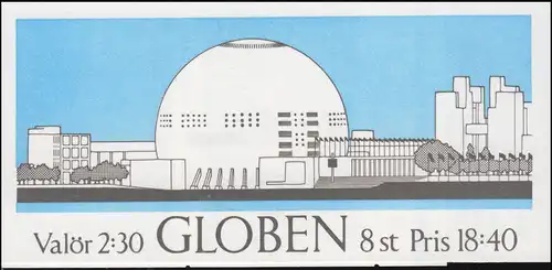 Markenheftchen 138 Kulturzentrum Globen, mit Bogenzählnummer (BZN) ** 
