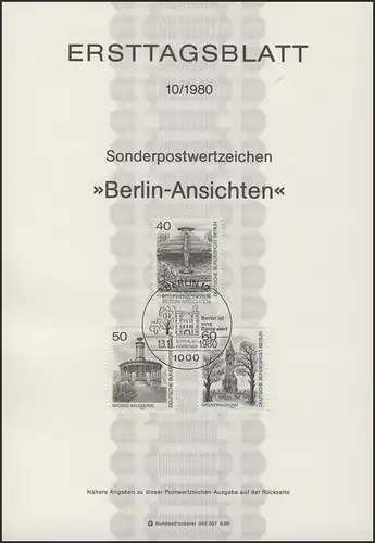 ETB 10/1980 Vues Berlin, Lichterfelde, Grunewald