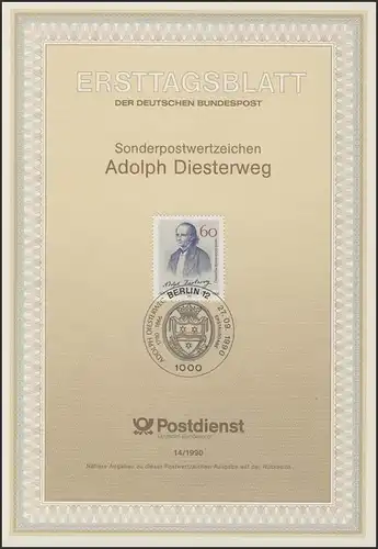 ETB 14/1990 Adolph Diesterweg, pédagogue