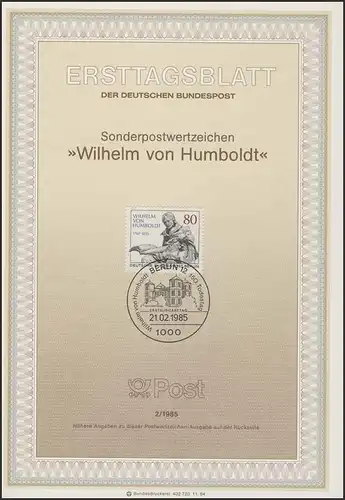 ETB 02/1985 Wilhelm Freiherr von Humboldt, Staatsmann