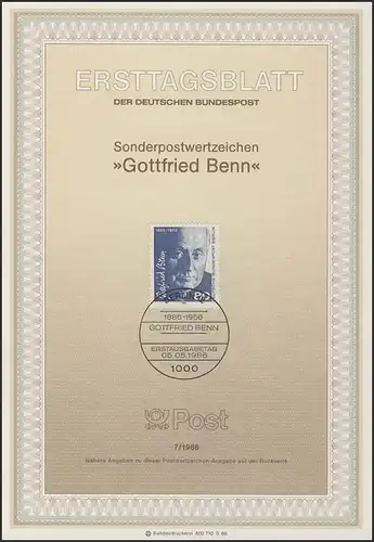 ETB 07/1986 Gottfried Benn, Dichter