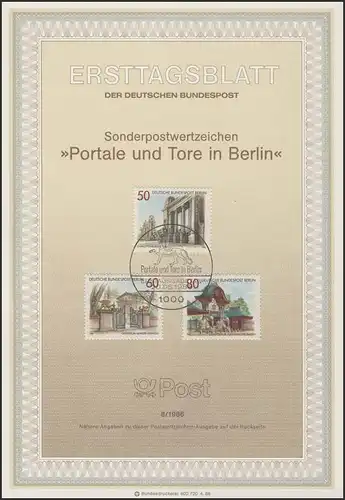 ETB 08/1986 Portale und Tore, Elefantentor, Greifentor