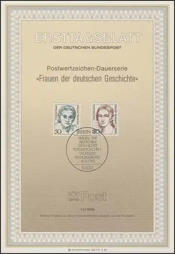 ETB 12/1986 Femmes, Christine Teusch, Clara Schumann