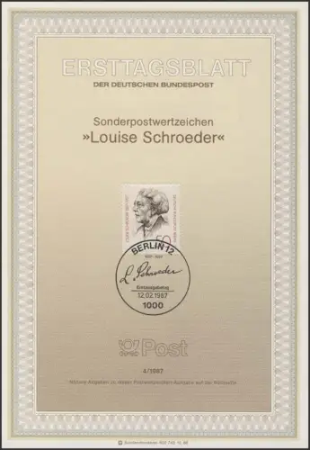 ETB 04/1987 Louise Schroeder, Politikerin