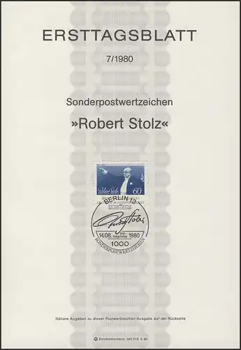 ETB 07/1980 Robert Stolz, compositeur