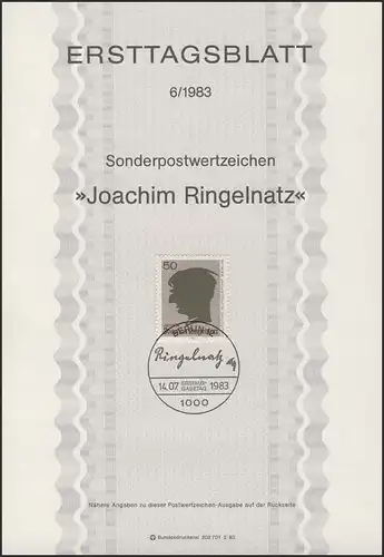 ETB 06/1983 Joachim Ringelnatz, Schriftsteller