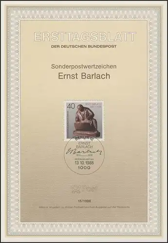 ETB 15/1988 Ernst Barlach, sculpteur