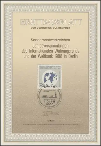 ETB 12/1988 Fonds monétaire international, carte mondiale