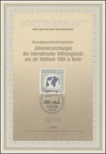 ETB 12/1988 Internationaler Währungsfonds, Weltkarte