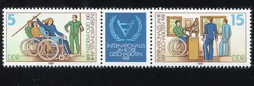 2621-2622 Jahr der Behinderten-ZD mit PLF 2622 Punkt am G und am Rand, Feld 6 **