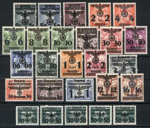 14-39 Pologne avec impression 1940, 26 valeurs, ensemble complet ** frais de port