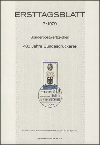 ETB 07/1979 Bundesdruckerei, Bundesadler