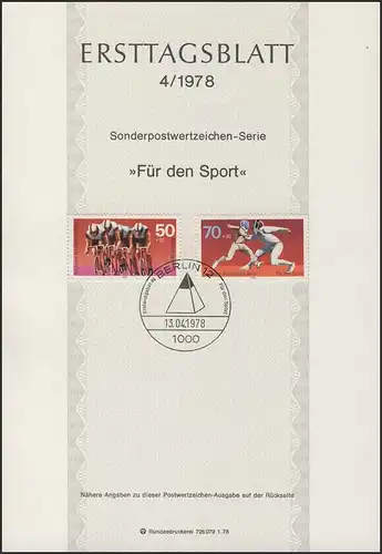 ETB 04/1978 Sporthilfe, Radsport, Fechten