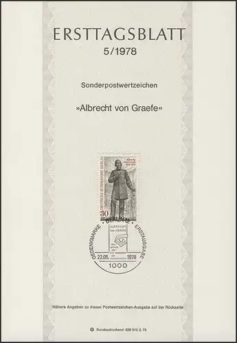 ETB 05/1978 Albrecht von Graefe, ophtalmologiste