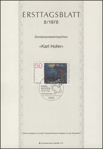 ETB 08/1978 Karl Hofer, Maler