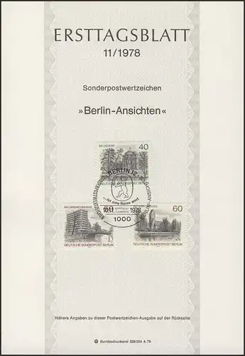 ETB 11/1978 - Vues de Berlin, Belvedere, Shellhaus, Alt-Lichtenrade