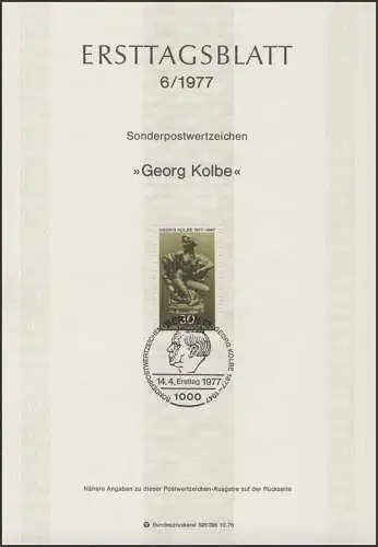 ETB 06/1977 Georg Kolbe, Bildhauer