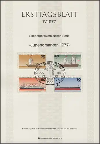 ETB 07/1977 Jugend, Schiffe