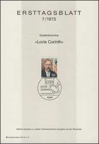 ETB 07/1975 Lovis Corinth, Maler