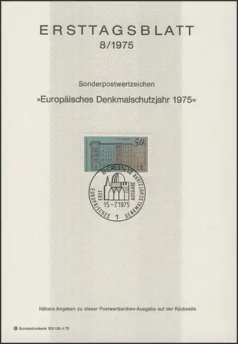 ETB 08/1975 Année européenne de la protection des monuments