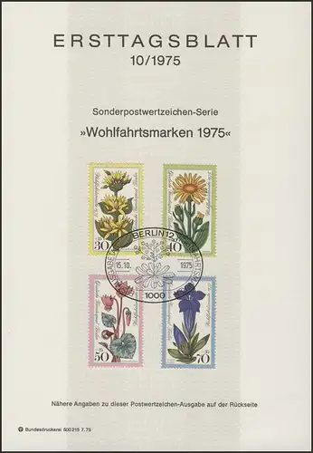 ETB 10/1975 Wofa, Fleurs alpines, Enzian, Arnika, Veilchen