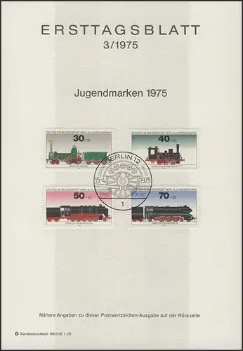 ETB 03/1975 Jeunesse, locomotives / chemins de fer