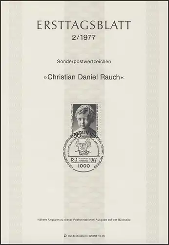 ETB 02/1977 Christian Daniel Rauch, Sculpteur
