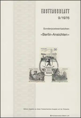 ETB 09/1976 Berlin-Ansichten, Havel, Spandau, Tiergarten