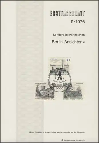 ETB 09/1976 - Vues de Berlin, Havel, Spandau, Tiergarten