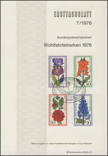 ETB 07/1976 Wofa, Fleurs de jardin, Iris, Goldlack, Dahlie
