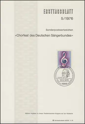ETB 05/1976 Chorfest Deutscher Sängerbund, Violinschlüssel