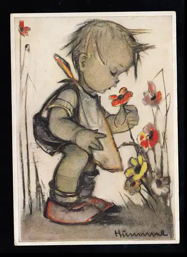 Hummel-AK 4774: L'ami des fleurs - enfant sent la fleur, couru